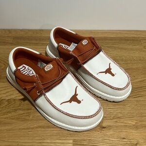 Hey Dude White and Orange Sneakers